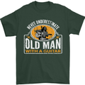 Guitar Never Underestimate an Old Man Mens T-Shirt Cotton Gildan Forest Green
