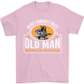 Guitar Never Underestimate an Old Man Mens T-Shirt Cotton Gildan Light Pink