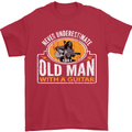 Guitar Never Underestimate an Old Man Mens T-Shirt Cotton Gildan Red