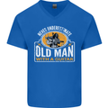 Guitar Never Underestimate an Old Man Mens V-Neck Cotton T-Shirt Royal Blue