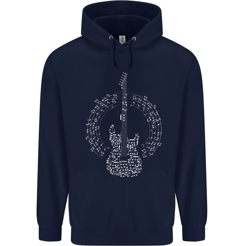 Guitar Notes Electirc Guitarist Player Rock Childrens Kids Hoodie Navy Blue