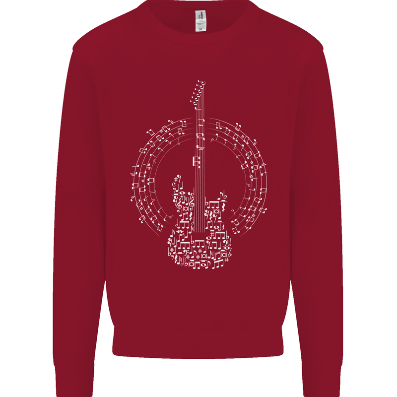 Guitar Notes Electirc Guitarist Player Rock Kids Sweatshirt Jumper Red