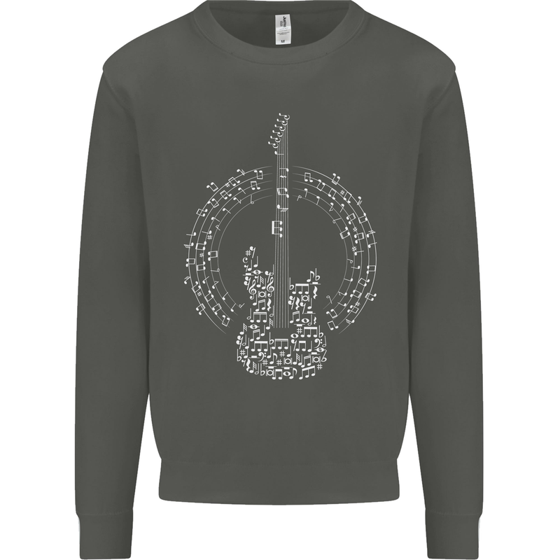 Guitar Notes Electirc Guitarist Player Rock Kids Sweatshirt Jumper Storm Grey