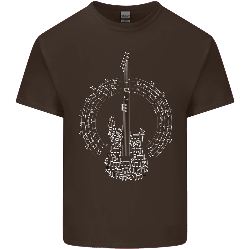 Guitar Notes Electirc Guitarist Player Rock Mens Cotton T-Shirt Tee Top Dark Chocolate