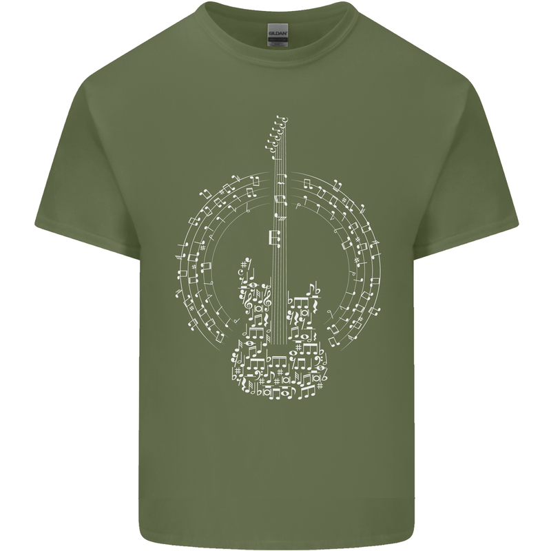 Guitar Notes Electirc Guitarist Player Rock Mens Cotton T-Shirt Tee Top Military Green