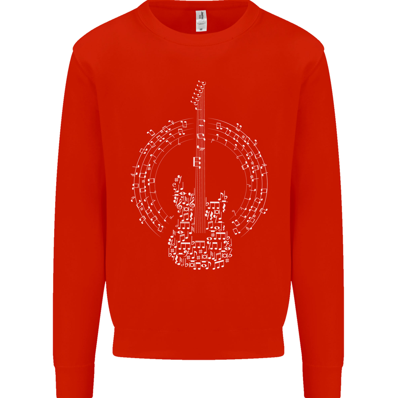 Guitar Notes Electirc Guitarist Player Rock Mens Sweatshirt Jumper Bright Red