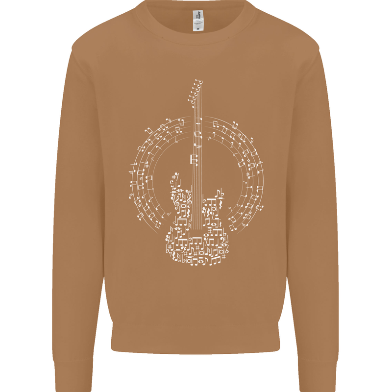 Guitar Notes Electirc Guitarist Player Rock Mens Sweatshirt Jumper Caramel Latte