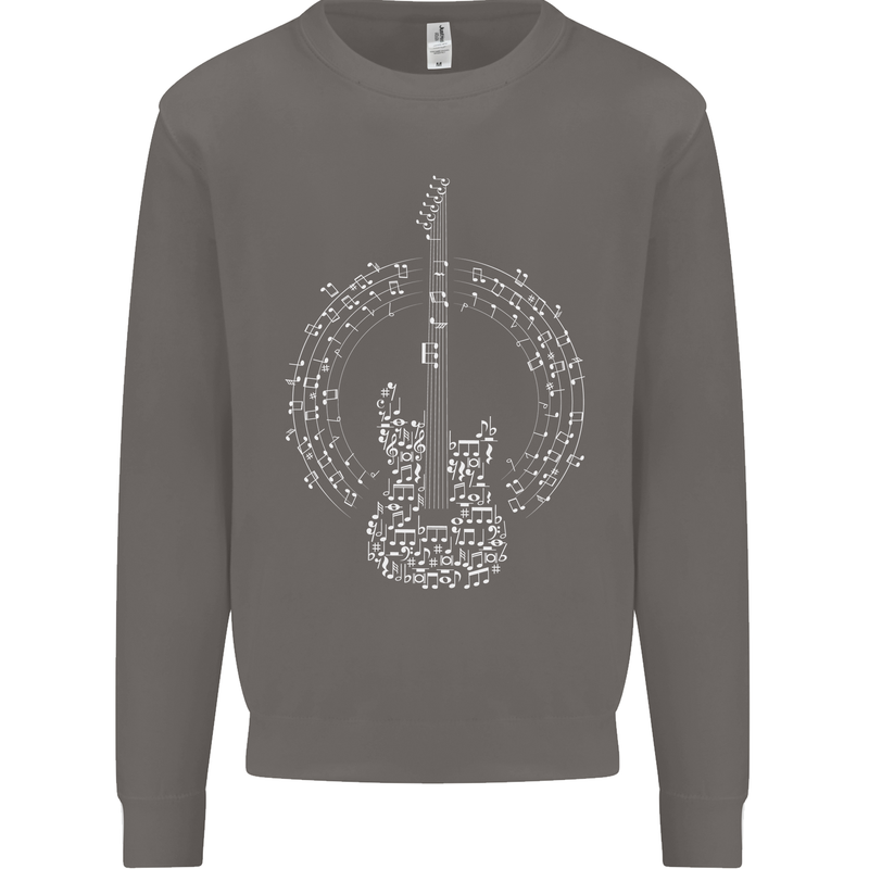 Guitar Notes Electirc Guitarist Player Rock Mens Sweatshirt Jumper Charcoal