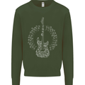 Guitar Notes Electirc Guitarist Player Rock Mens Sweatshirt Jumper Forest Green