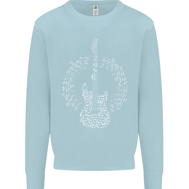 Guitar Notes Electirc Guitarist Player Rock Mens Sweatshirt Jumper Light Blue