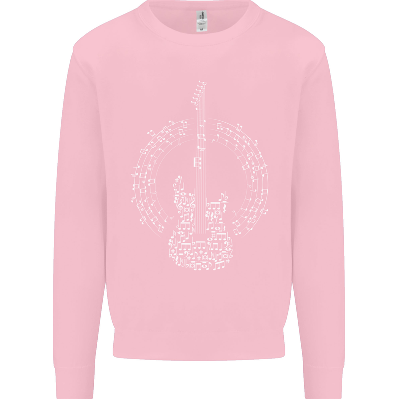 Guitar Notes Electirc Guitarist Player Rock Mens Sweatshirt Jumper Light Pink