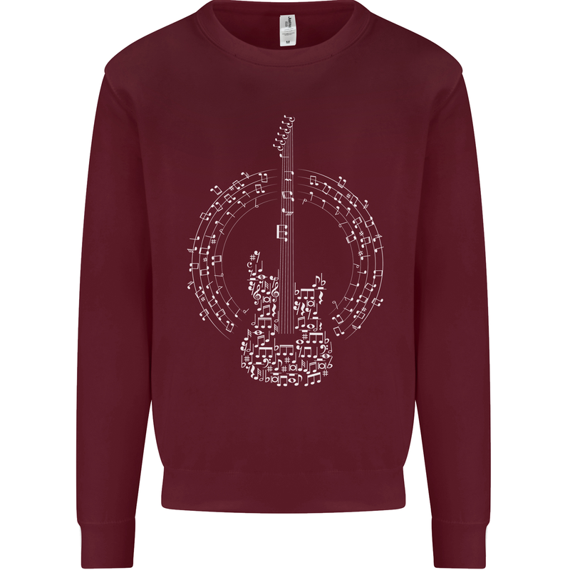 Guitar Notes Electirc Guitarist Player Rock Mens Sweatshirt Jumper Maroon