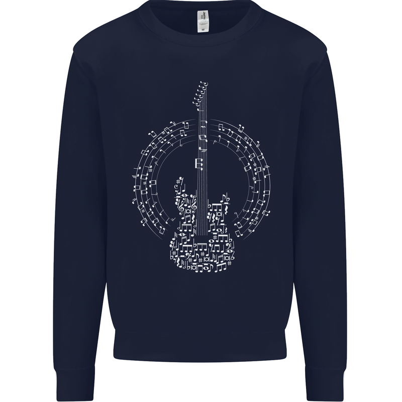 Guitar Notes Electirc Guitarist Player Rock Mens Sweatshirt Jumper Navy Blue