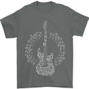 Guitar Notes Electirc Guitarist Player Rock Mens T-Shirt Cotton Gildan Charcoal