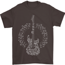 Guitar Notes Electirc Guitarist Player Rock Mens T-Shirt Cotton Gildan Dark Chocolate