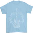 Guitar Notes Electirc Guitarist Player Rock Mens T-Shirt Cotton Gildan Light Blue
