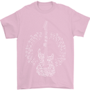 Guitar Notes Electirc Guitarist Player Rock Mens T-Shirt Cotton Gildan Light Pink