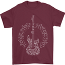Guitar Notes Electirc Guitarist Player Rock Mens T-Shirt Cotton Gildan Maroon