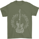 Guitar Notes Electirc Guitarist Player Rock Mens T-Shirt Cotton Gildan Military Green