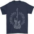 Guitar Notes Electirc Guitarist Player Rock Mens T-Shirt Cotton Gildan Navy Blue