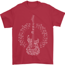 Guitar Notes Electirc Guitarist Player Rock Mens T-Shirt Cotton Gildan Red