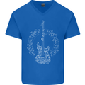 Guitar Notes Electirc Guitarist Player Rock Mens V-Neck Cotton T-Shirt Royal Blue