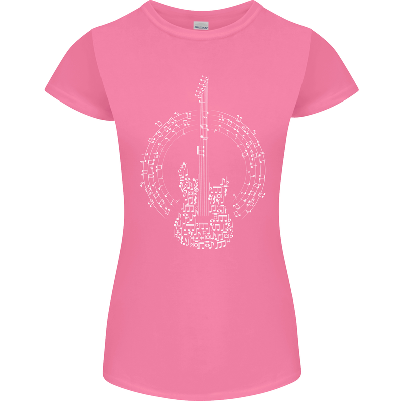 Guitar Notes Electirc Guitarist Player Rock Womens Petite Cut T-Shirt Azalea
