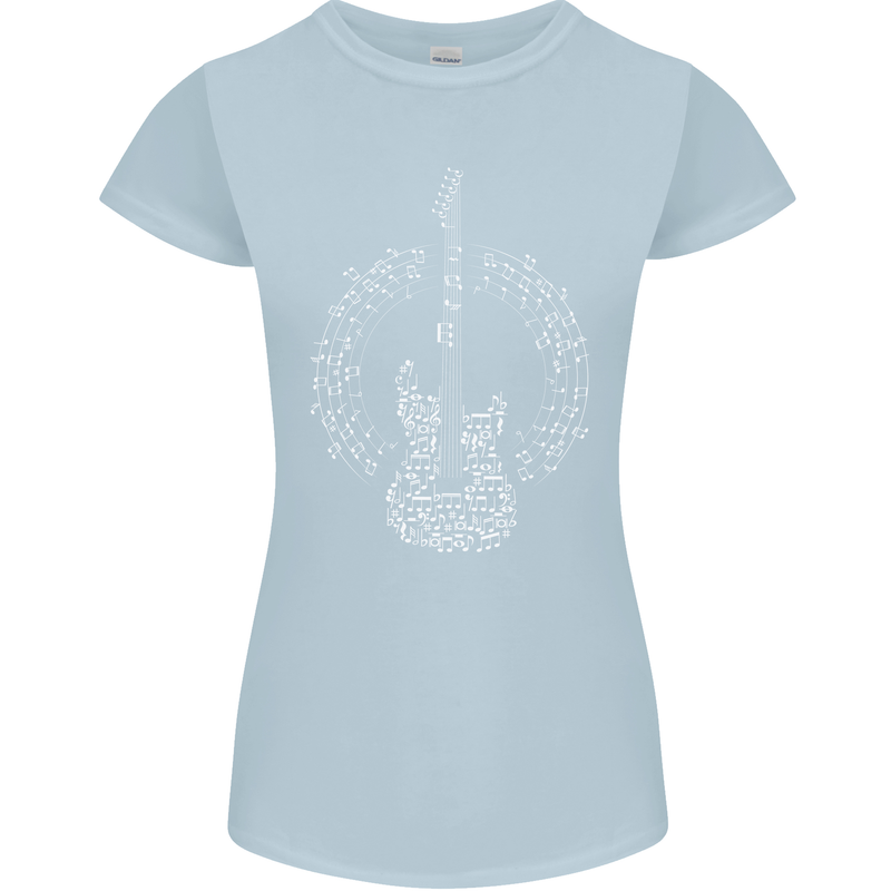 Guitar Notes Electirc Guitarist Player Rock Womens Petite Cut T-Shirt Light Blue