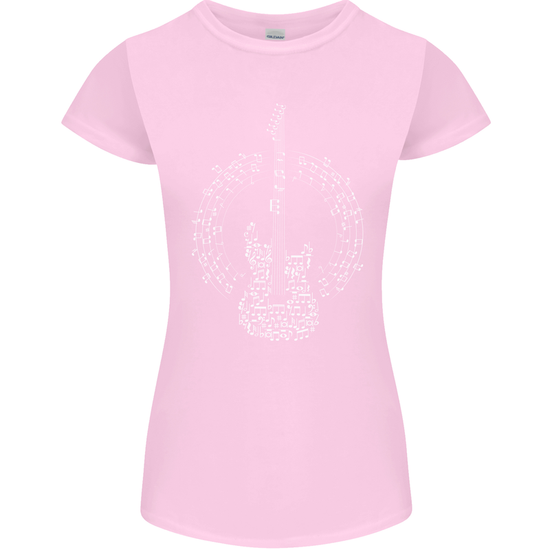 Guitar Notes Electirc Guitarist Player Rock Womens Petite Cut T-Shirt Light Pink