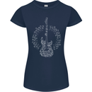 Guitar Notes Electirc Guitarist Player Rock Womens Petite Cut T-Shirt Navy Blue