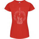 Guitar Notes Electirc Guitarist Player Rock Womens Petite Cut T-Shirt Red