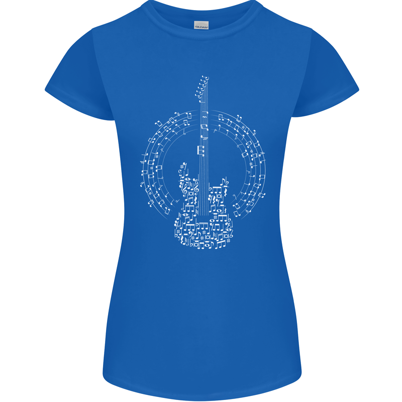 Guitar Notes Electirc Guitarist Player Rock Womens Petite Cut T-Shirt Royal Blue