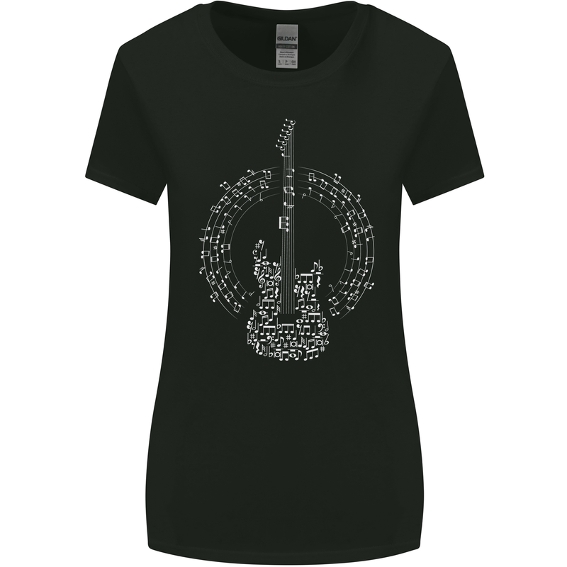 Guitar Notes Electirc Guitarist Player Rock Womens Wider Cut T-Shirt Black