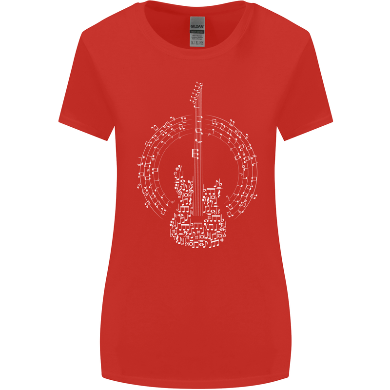 Guitar Notes Electirc Guitarist Player Rock Womens Wider Cut T-Shirt Red