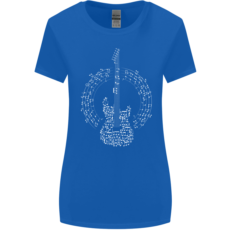 Guitar Notes Electirc Guitarist Player Rock Womens Wider Cut T-Shirt Royal Blue
