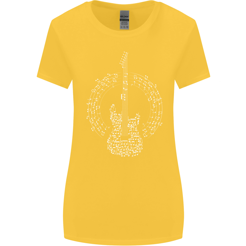 Guitar Notes Electirc Guitarist Player Rock Womens Wider Cut T-Shirt Yellow