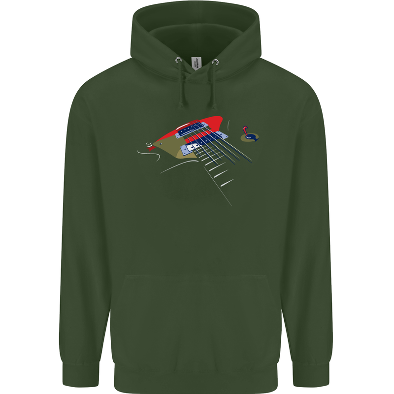 Guitar Perspective Guitarist Bass Electric Childrens Kids Hoodie Forest Green