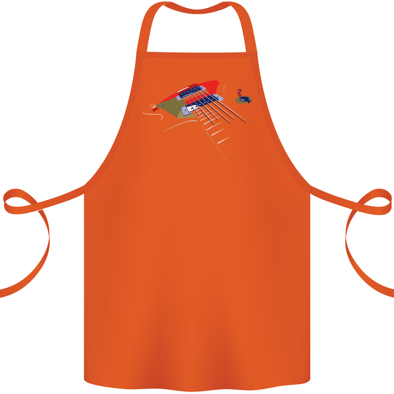 Guitar Perspective Guitarist Bass Electric Cotton Apron 100% Organic Orange