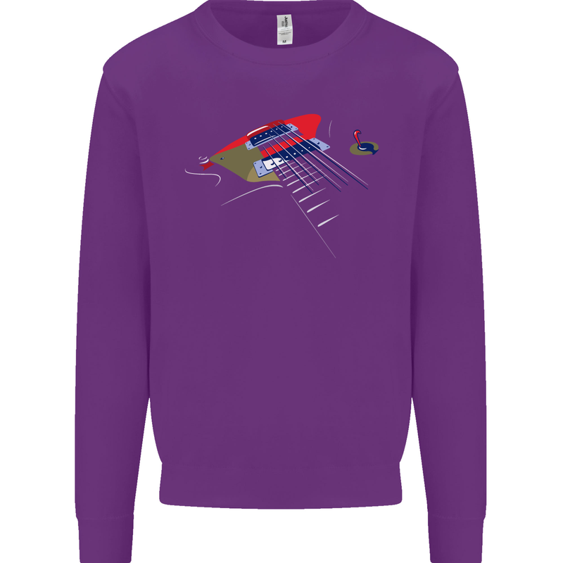 Guitar Perspective Guitarist Bass Electric Kids Sweatshirt Jumper Purple