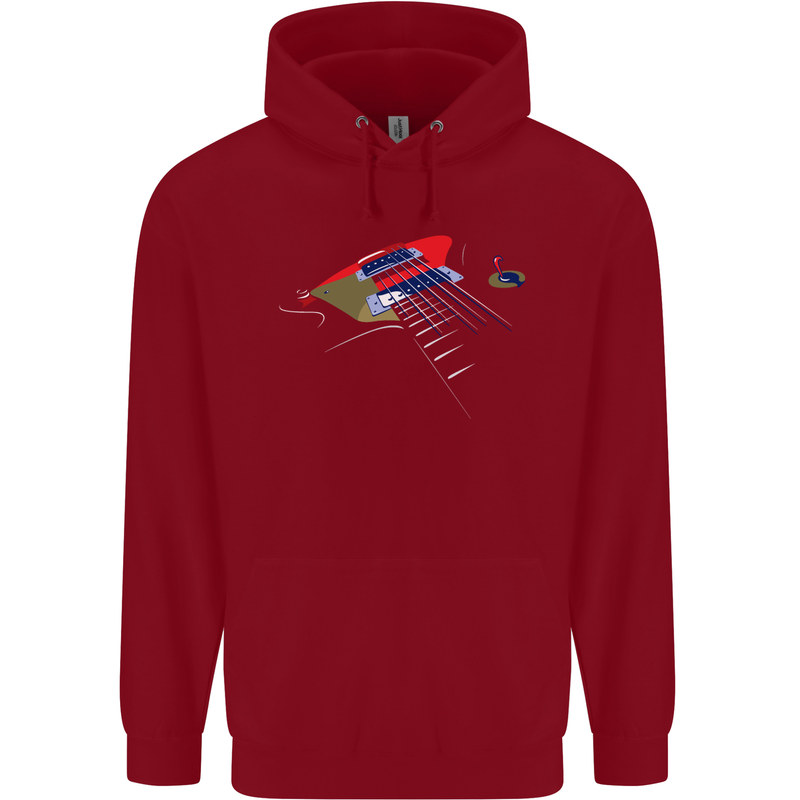 Guitar Perspective Guitarist Bass Electric Mens 80% Cotton Hoodie Red