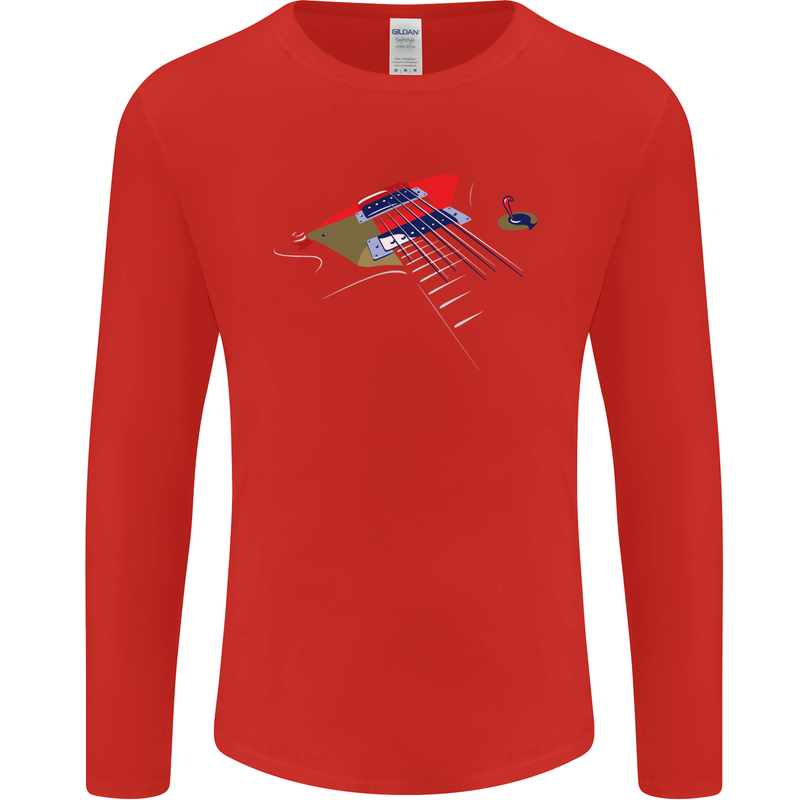 Guitar Perspective Guitarist Bass Electric Mens Long Sleeve T-Shirt Red