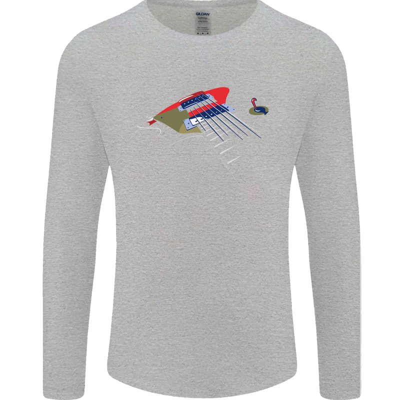 Guitar Perspective Guitarist Bass Electric Mens Long Sleeve T-Shirt Sports Grey