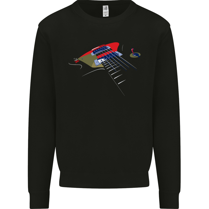 Guitar Perspective Guitarist Bass Electric Mens Sweatshirt Jumper Black