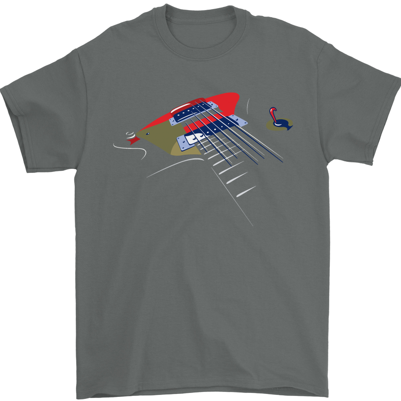 Guitar Perspective Guitarist Bass Electric Mens T-Shirt Cotton Gildan Charcoal