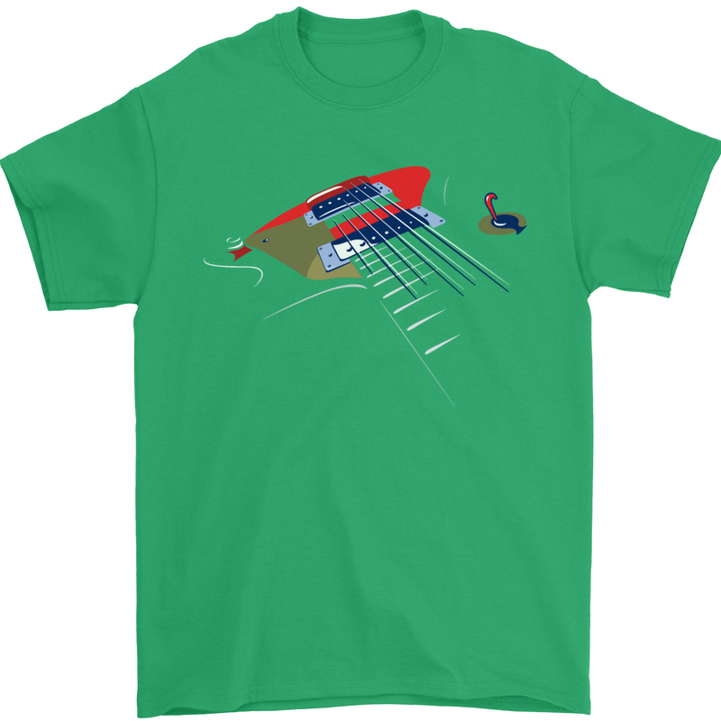 Guitar Perspective Guitarist Bass Electric Mens T-Shirt Cotton Gildan Irish Green