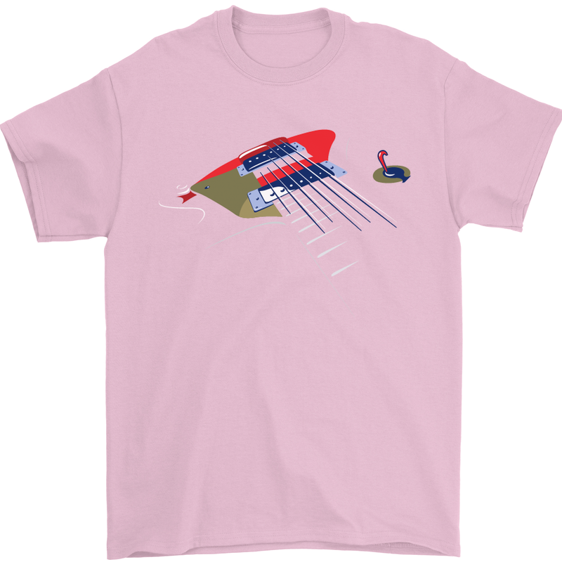 Guitar Perspective Guitarist Bass Electric Mens T-Shirt Cotton Gildan Light Pink