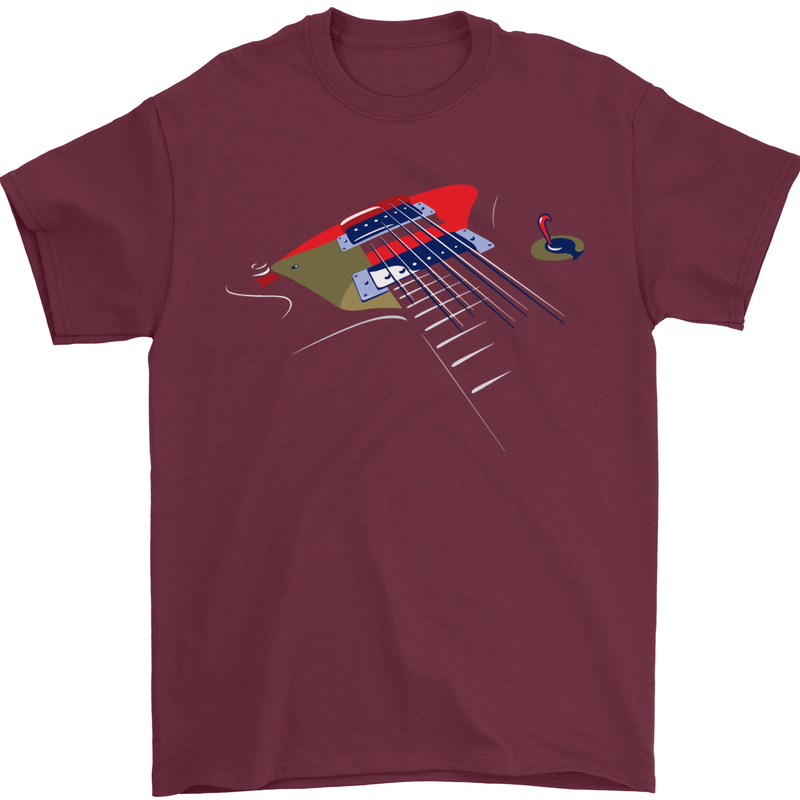 Guitar Perspective Guitarist Bass Electric Mens T-Shirt Cotton Gildan Maroon