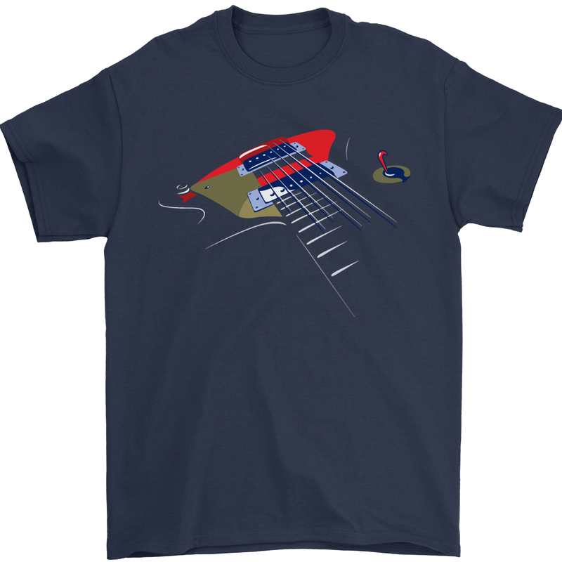 Guitar Perspective Guitarist Bass Electric Mens T-Shirt Cotton Gildan Navy Blue