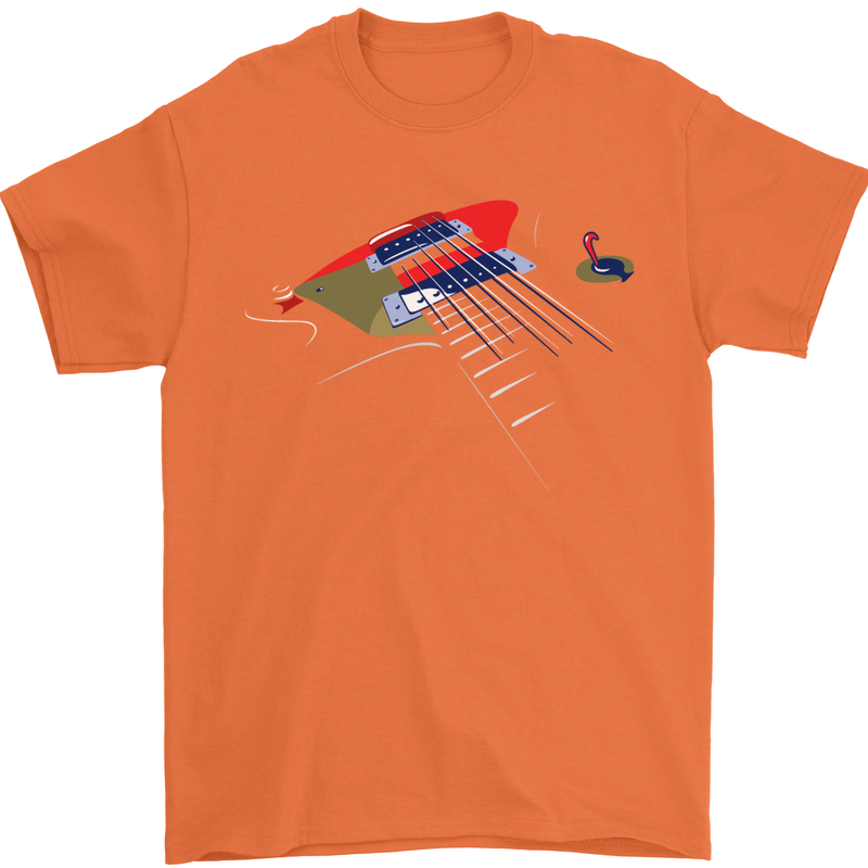 Guitar Perspective Guitarist Bass Electric Mens T-Shirt Cotton Gildan Orange