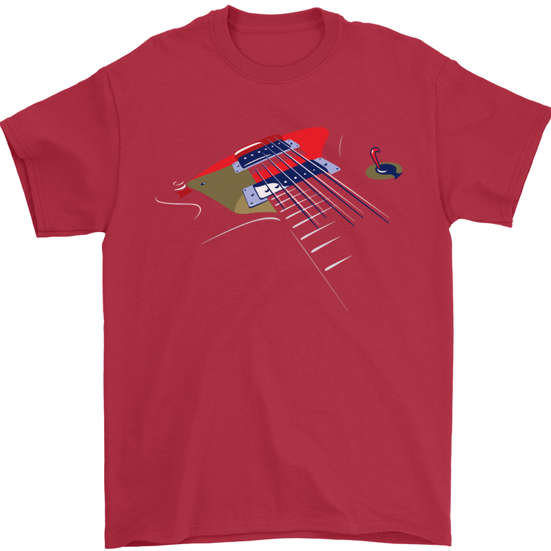 Guitar Perspective Guitarist Bass Electric Mens T-Shirt Cotton Gildan Red